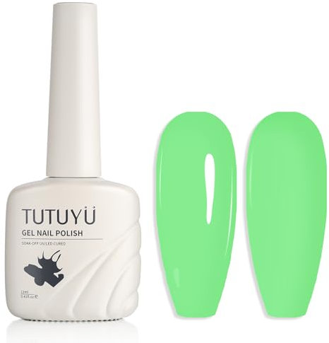 TUTUYU Neon Lemon Green Gel Nail Polish, 12ml Nail Lamp Soak Off Gel Polish Color for Spring Summer,Gift for Girls and Women