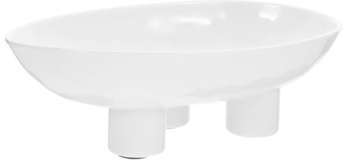 NAMOARLY Plateau de Collation en Céramique Blanc à Trois Pieds, Design Élégant et Finition Polie Main pour Fruits Secs et Snacks Bureau à Différentes Occasions