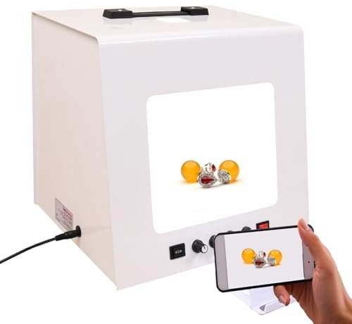 Mini fotostudiotält smyckesljuslåda kit, bärbar liten hemfotografistudio ljuslåda box fotograferingstält med hastighetsjusterbar elektrisk skivspelare,30cm