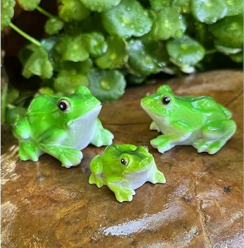3 Stück Gartenteich Deko Frosch Figur, Frosch Gartendeko Für Draußen Wetterfest, Frösche Teichfiguren Für Außen, Tiere Harz Statue Garten Deko, Froschfigur Gartenstatue Für Miniteich Garten Balkon