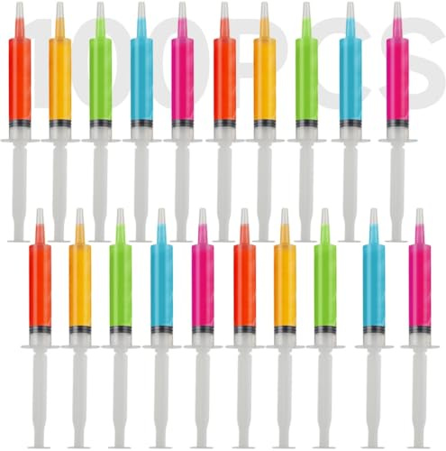 100-pack Jello Shot-sprutor med lock, 20 ml festsprutor, återanvändbara för Halloween, ungkarl, sjuksköterskor