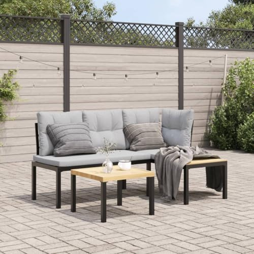 Festnight Balkon Lounge Klein Ecklounge Gartenlounge Set Metall Lounge Möbel Outdoor Balkonmöbel Kleiner Balkon Sofa Ecksofa Terrassenmöbel Gartenmöbel Loungemöbel Terrasse