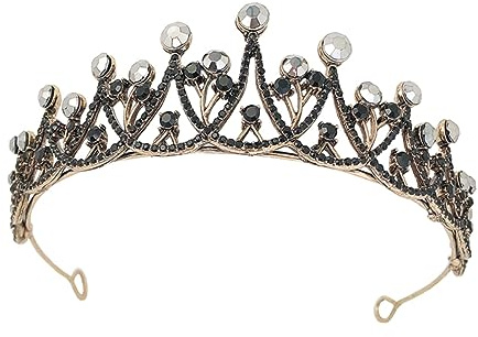 VICASKY Couronne Mariage Femme Bandeau Coiffe Couronne Mariée Décoration Cheveux Noire Rétro Élégante