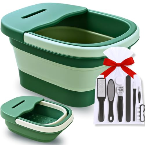 Fußbadewanne 10-in-1 Set Fußbad [Edelstahl Fußfeilen+Hornhautentferner] - Fußpflege & Pediküre Set für Damen & Herren – Fußwanne & Fussbadewanne für weiche, glatte Füße