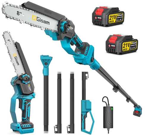 2-In-1 KettensäGe Und Hochentaster Akku FüR Makita 18v, Mit 2×4.0ah Akku, VerläNgerungsstange Bis 4.2m, BüRstenloser Motor, Elektro Hochentaster AstsäGe FüR Baumzweige, Holzschneiden