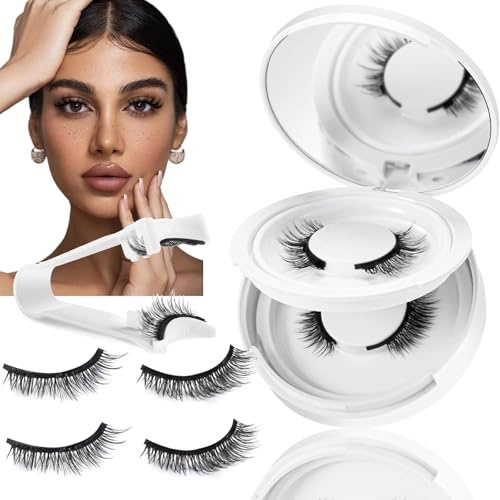 Magnetic Eyelashes - Reusable Magnetic Eyelashes with Applicator - 2 Pairs of Natural Look False Lashes, Easy to Wear and Remove, No Glue Needed