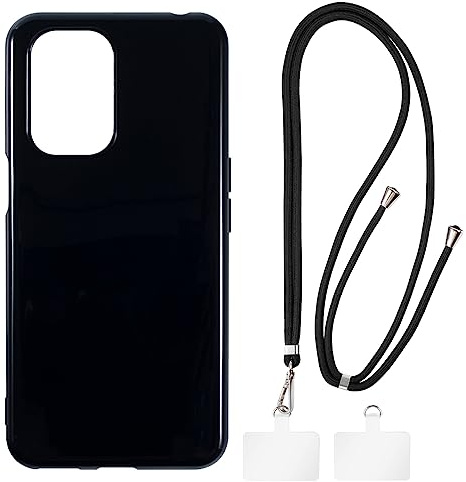Shantime Case and Lanyard for Doro 8200 - Black+Black | 6.09 Set Including Protective Cover & Detachable Crossbody/Neck Strap with Metal Buckles and 2 Patches