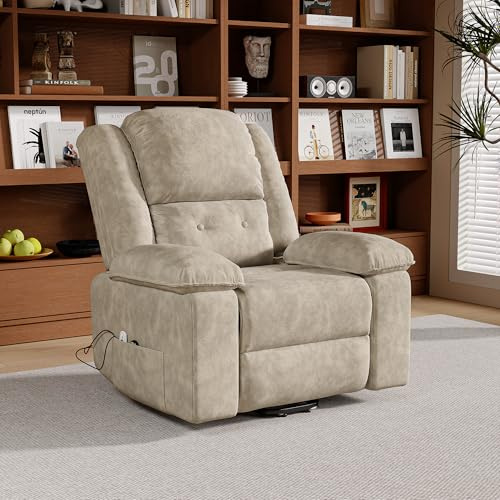 BursDany Fauteuil Relax Électrique - avec Fonction Massage et Chaleur, Aide à la Verticalisation, Repose-Pieds, Poches, Fauteuil Massant pour Chambre à Coucher, Salon et Home Cinéma (Marron)