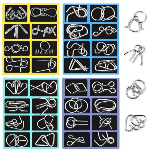 Rompecabezas Metal 32pcs, Juego de Anillos Rompecabezas para Adultos, Puzzle Ancianos para Estimular el Espíritu, Iq Puzzles, Juegos de Reflexión y Lógica, Desarrollar Paciencia Ofrecer Desafíos