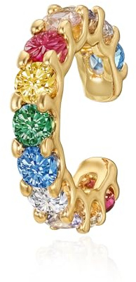 Jenosy Gold Ear Cuff - Orecchini da donna non aperti, placcati in oro 18 carati, con zirconia cubica, idea regalo per donne, medium, Ottone, Nessuna pietra preziosa
