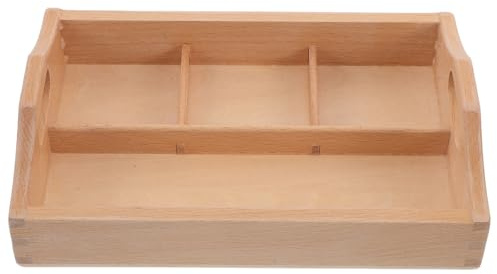 DOITOOL Vassoio in Legno di Faggio Naturale con Maniglia Vassoio da Portata Rustico per Colazione Organizzazione di Giocattoli attività di Lavoretti Spuntini Montessori Decorazioni