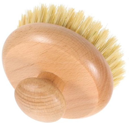 ULTECHNOVO Spazzola da Bagno Manico Portatile per Massaggio Schiena, Setole Naturali in Agave, Spazzola per Doccia Rotonda Piccola, Strumento per Pulizia Corpo e Uso Quotidiano