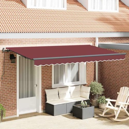 Toldo vertical para balcón, protección solar, color burdeos, 350 x 200 cm, para balcón o terraza, uso versátil