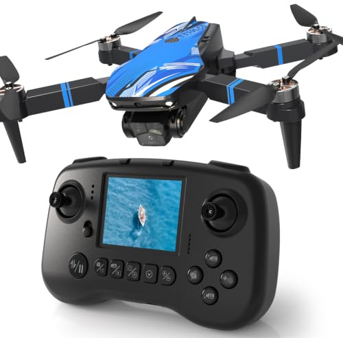Dron con Cámara 4K Drone para Adultos, Pantalla LCD RC, FPV Live Vídeo Mini Drones, Esquiva de Obstáculos en 270°, 3D Flips, RC Cuadricóptero plegable para principiantes, Tarjeta SD hasta 32GB