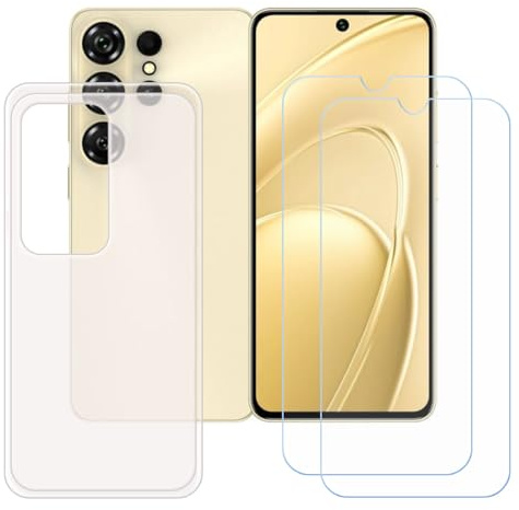 CongJiaLingXi Funda para Oukitel C26 (6.63) + Screen Protector, Translúcido Suave Silicona Caso + [2 Piezas] Cristal Templado Film Vidrio.