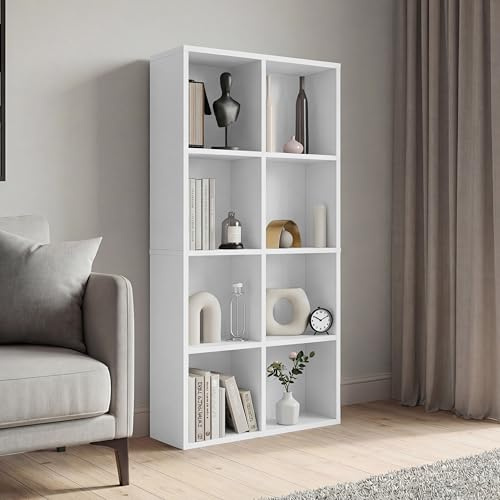 Vida Designs 8 Cube Storage Unit, White, Wooden Shelving Display Storage Unit Office Living Room Furniture