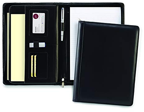 Cescahide Konferenzmappe, Leder, Reißverschluss, A4, Schwarz