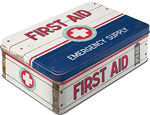 Nostalgic-Art Contenitori di Latta retrò Piatti First Aid Blue – Idea Regalo per Amanti della Nostalgia, Scatola con Coperchio, Design Vintage, 2,5 l