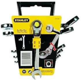 Stanley Set 6 chiavi combinate a cricchetto misura 8/19 meccanico 4-91-444