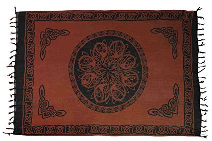 Ciffre Sarong Pareo Wickelrock Lunghi Dhoti Tuch Strandtuch Keltisch Kreis Braun Schal
