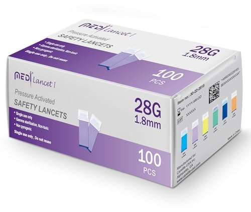 MedtLancet I Pressure Activated Safety Lancets 28Gx1.8mm, 100pcs by MEDT