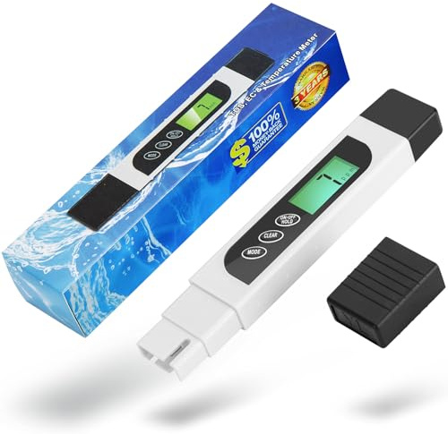 TDS Meter Digital Water Tester, Lxuemlu Professional 3-in-1 TDS, Temperature and EC Meter with Carrying Case, 0-9999ppm, Ideal ppm Meter for Drinking Water, Aquariums and More (LX-TDS1)