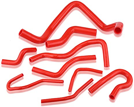 KIMISS Kit de mangueras de silicona para radiador, 9 piezas, color rojo, compatible con EG/EK D15/D16 SOHC 1992-2000, mangueras de refrigerante