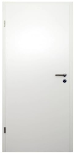 HORI® Zimmertür Komplettsett - Innentür Weißlack RAL 9010 - Inklusive Zarge und Türgriff - Röhrenspan Designkante - lackierte Oberfläche - DIN Links I Breite: 610 I Wandstärke: 80 I Schloss: