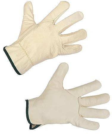 KERBL works Arbeitshandschuhe Boss II, Leder 9/L | 1 Paar, weiß, aus chromfrei gegerbtem Rindsleder für Montage, Handwerk und Bau, Arbeitshandschuh