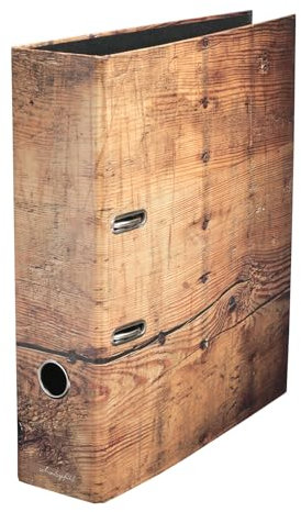 Holzmichl - Ordner Aktenordner Motivordner Pappe DIN A4 ca. 8 cm breit Motiv Holz-Optik rustikal braun Männer Frauen