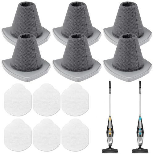 6+6 Pack NES215A/ NES210 Vacuum Filter Set for Eureka NES215A/ NES210/ NES212/ NES215 Blaze Stick Vacuum Cleaner, 6 Vacuum Filters + 6 Pre-Motor Filters, Compare to Part #N0101 & N0102