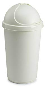 Optimal Products Plastic Bullet Bin 50/30 Litre Rubbish Waste Bins Kitchen Home Office Dustbin Flap Lid Recycling Indoor Storage Bins Trash Can (Cream, 30 L Litre)