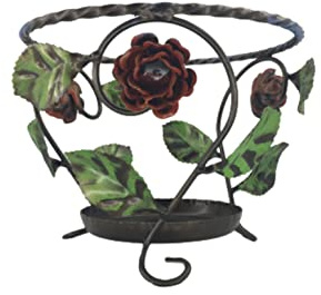 artigianatodaloise Portavaso portafiori con fiori foglie rose in ferro battuto 1 posto arredo vaso Made in Italy