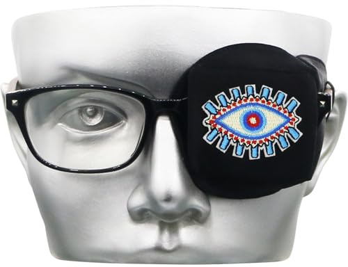 Astropic 3D Silk Eye Patch for Adults Kids | Medical Eyepatch for Glasses (Balck - Wisdom Eye, Left Eye)