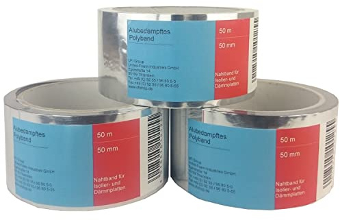 ALU Klebeband zum Verkleben der Stöße von Alu Trittschalldämmungen - Qualität PP - Stärke 50 mµ - Breite: 50 mm - Rollengröße: 50 m (Alu Fugendichtband, Alu Fugendichtband)
