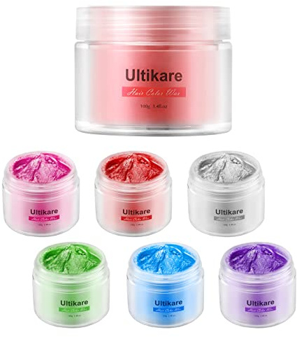 Ultikare Temporäre Haarfarbe Creme Wachs Set - Instant DIY Cosplay für Karneval, Weihnachten, Halloween-Partys - für Männer und Frauen - 6 Farben