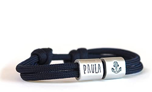 Personalisiertes Gravur Armband mit Namen und Symbolen, Anker, Segeltau, Geschenkidee