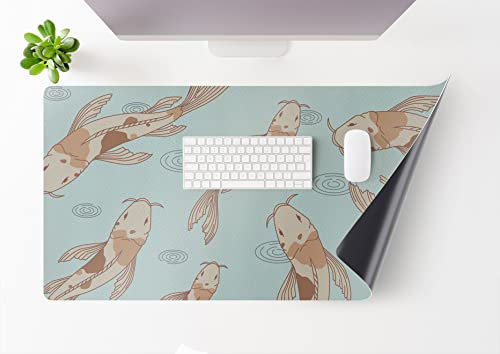 Mubusi Schreibtischunterlage Matte Koi 40x60 cm - Desk Mat Gaming - Mauspad Wasserdicht - Tischschutz für Tastatur und Maus