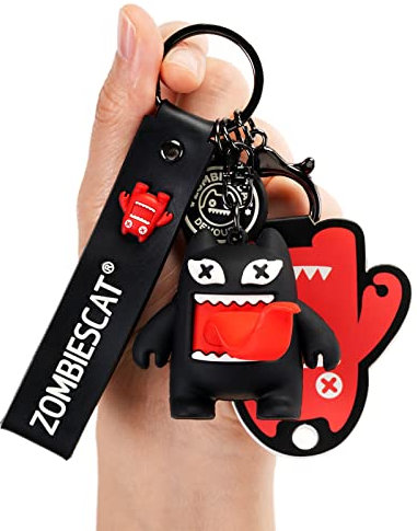 YOU WIZV Niedlicher Schlüsselanhänger, Anime-Schlüsselanhänger, Dämonenkatze, Schlüsselanhänger für Rucksäcke, Schlüsselanhänger, Kawaii-Geschenk für Frauen, Männer, Schwestern, Schwarz und Weiß,