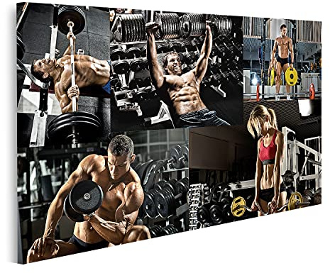 islandburner Quadro su tela Bodybuilding Esecuzione Esercizio Pressa Peso Palestra Collage Foto Quadri Stampe Immagini Murale Decorazione da parete