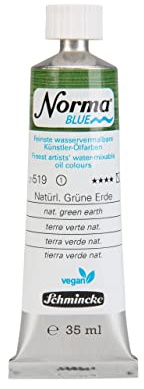 Schmincke - NORMA® Blue, 21519009, feinste wasservermalbare Künstler-Ölfarben, höchstpigmentiert, lichtecht, vegan, Natürl. Grüne Erde - 35 ml