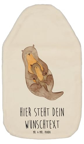 Mr. & Mrs. Panda Personalisierte Wärmflasche Otter Kind - Weiß