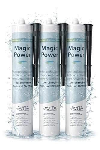 Magic Power Kraftkleber für Teichfolie – starker Unterwasserkleber zum Teichfolie kleben, flicken und abdichten – 3× 290 ml Kartuschen