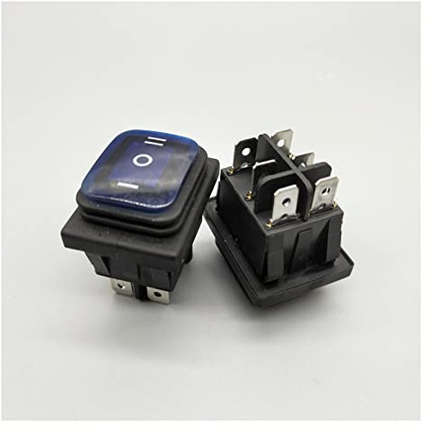 Interrupteur à bascule 1 pièces Kcd4-203 20A/250VAC 30x22 interrupteur à bascule étanche 6 broches DPDT on Off on 12V 220V rouge vert lumière LED interrupteur à bascule ( Color : Blu , Size : 220V )