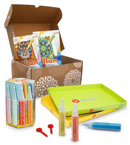 Sabbiarelli Sand-it For Fun – Box Sandsation Art 12-99 | Kit med Sand Art 100% Made in Italy med färgad sand, självhäftande motiv och tillbehör | Enkel kreativ hobby | Present för ungdomar och vuxna