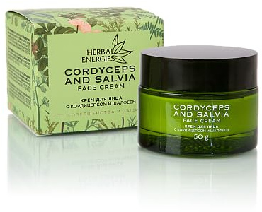 TIANDE Ansiktskräm med Cordyceps och salvia, TianDe 17103, intensiv vård mot för tidigt åldrande av huden, tillförlitligt skydd av huden mot UV-strålning med solskyddsfaktor 10