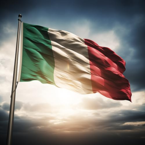 Große italienische Flagge für den Außenbereich, 225 x 150 cm, Flagge Italiens, verstärkter Balkon und 2 Metallösen (Italien)