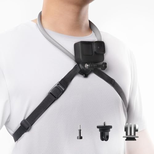 PGYTECH CapLock POV Action Camera Neck Mount for DJI OSMO 360/Action 5 Pro/4/3/Pocket, Adjustable Chest Strap and Hand Free Video Vlog Necklace Lanyard Holder for Gopro Hero 13/12/11/10, for Insta360
