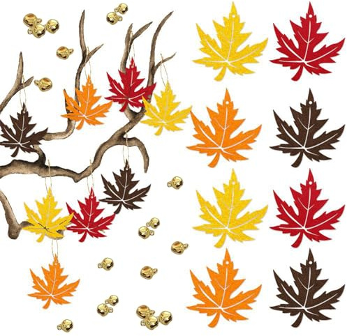 gotyou 16 Pezzi Ornamento in Foglia, Ciondolo Autunnale Decorativo, Addobbi Foglia di Acero, Foglie Autunnali Finte per Decorazioni per Ringraziamento Autunno