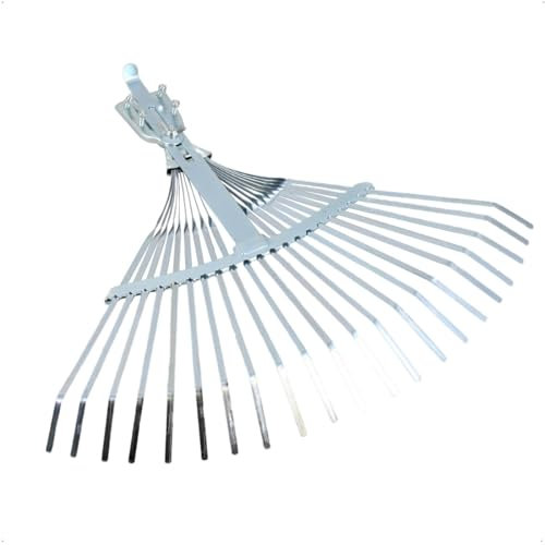 Rekord Laubbesen mit 21 Zinken und Schlaufenbefestigung (Metall, verzinkt), stufenlos verstellbar von ca. 40 bis 50 cm, ideal um den Garten von Laub zu befreien